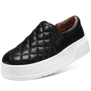 STQ Womens Platform Sneakers Slip On Business Casual Shoes Quilted Fall Loafers Comfortable Lightweight
