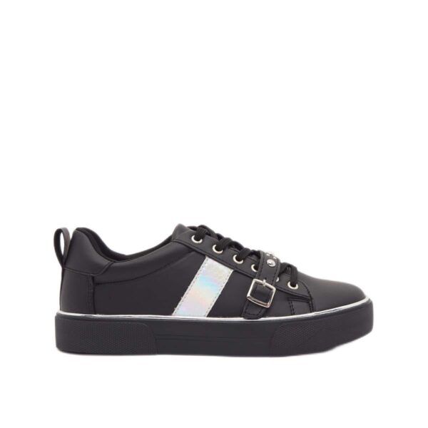 shoexpress Women’s Embellished Lace-Up Sneakers with Buckle Detail Black 6.5 UK (XQ-B2)