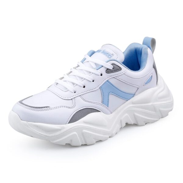 Bacca Bucci Harper Low-Top Platform Fashion Streetwear Chunky Sneakers for Women with Light-Weight Outsole White