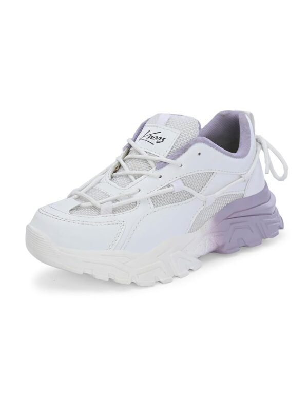 KNOOS Synthetic Leather Lace Up Casual Sneaker Shoes for Women and Girls