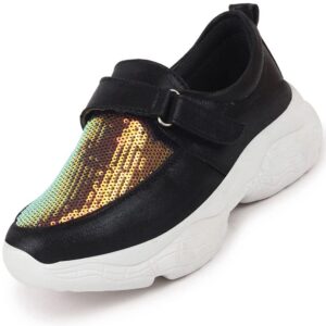 FAUSTO Women’s Stylish Hook & Loop Sneakers for Outdoor|Embellished|Casual|Comfort|Fashion|Lightweight|Shoes with TPR Sole FAUSTO Women’s Stylish Hook & Loop Sneakers for Outdoor|Embellished|Casual|Comfort|Fashion|Lightweight|Shoes with TPR Sole