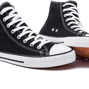 TRACES Stylish Trendy Comfortable Lightweight Casual Canvas Lace Up High Ankle Sneakers Shoes for Women & Girl for Walking, (), Black TRACES Stylish Trendy Comfortable Lightweight Casual Canvas Lace Up High Ankle Sneakers Shoes for Women & Girl for Walking, (), Black