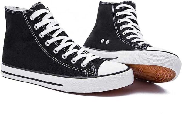 TRACES Stylish Trendy Comfortable Lightweight Casual Canvas Lace Up High Ankle Sneakers Shoes for Women & Girl for Walking, (), Black