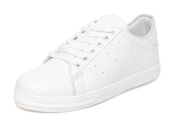 Long Walk Solid White Sneaker Shoes for Women