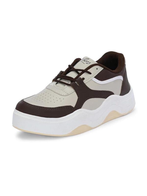 KNOOS Women’s Synthetic Leather Lace Up Casual Sneakers Shoes