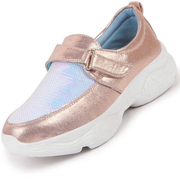 FAUSTO Women’s Stylish Hook & Loop Sneakers for Outdoor|Embellished|Casual|Comfort|Fashion|Lightweight|Shoes with TPR Sole